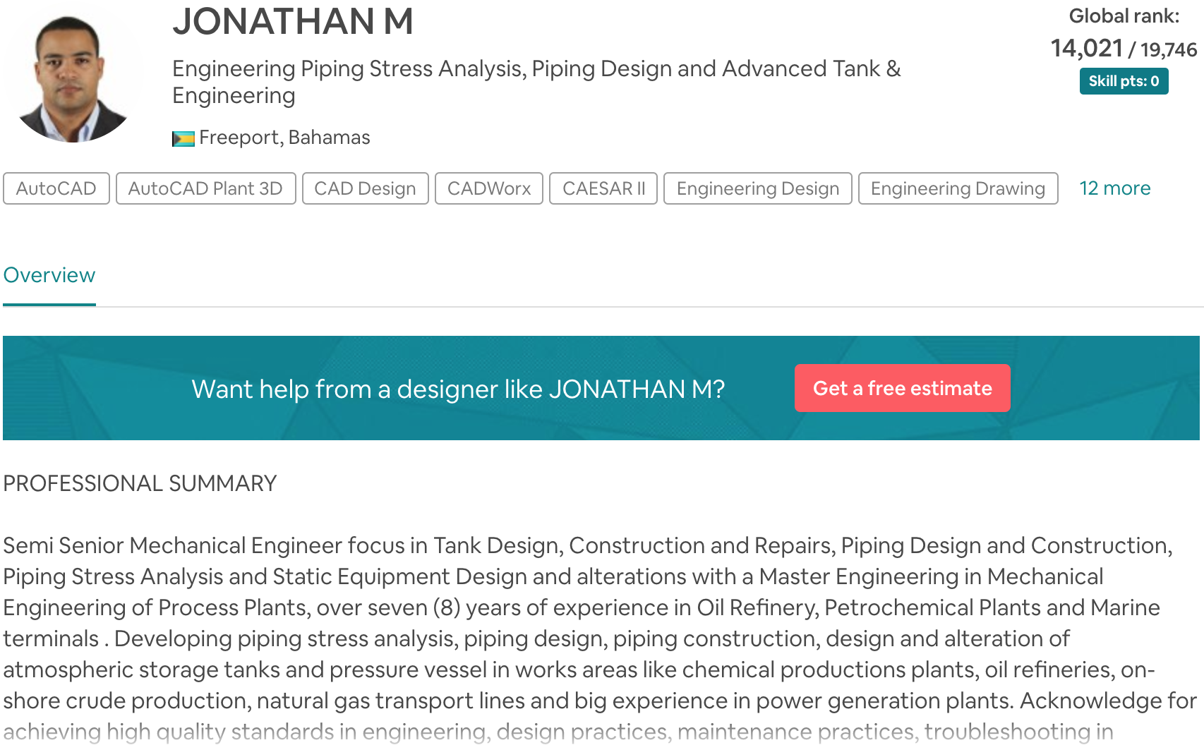 JONATHAN M Engineering Piping Stress Analysis, Piping Design and Advanced Tank and Engineering