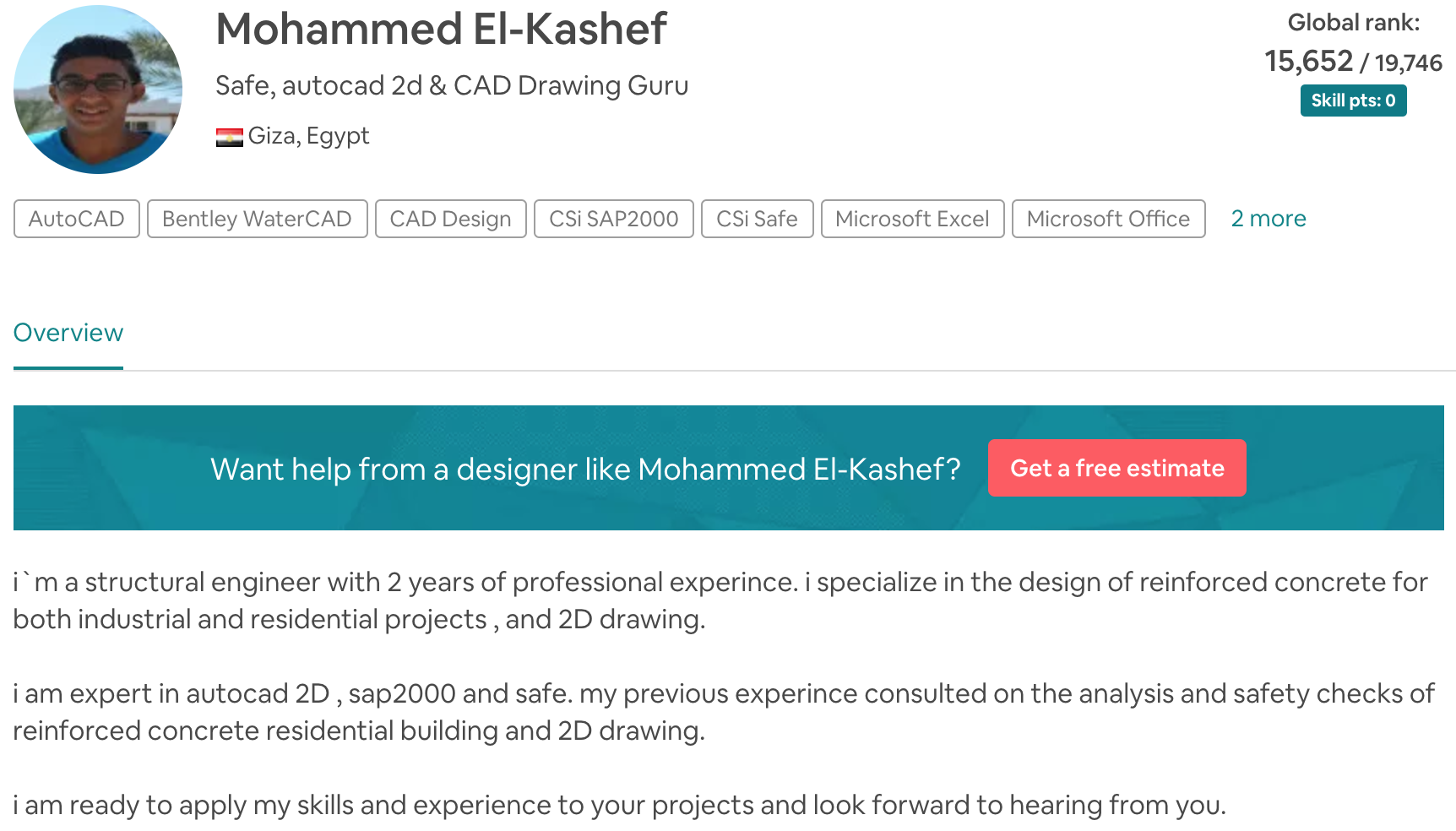 Mohammed El-Kashef Safe, autocad 2d and CAD Drawing Guru