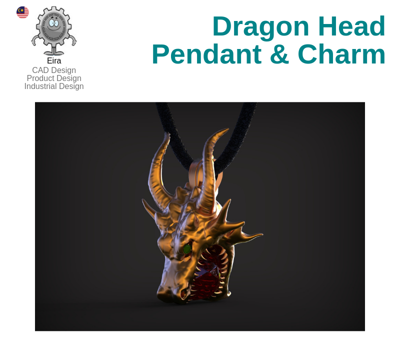 A photo of the Dragon Head Pendant and Charm.