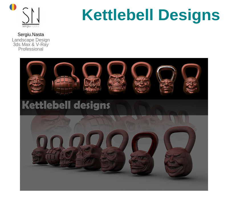 A photo of the Kettlebell Designs created on ZBrush.