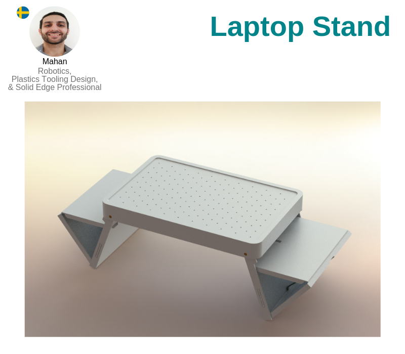 A photo of the Laptop Stand created on SolidWorks.