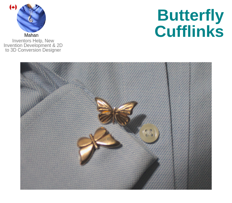 A photo of the Butterfly Cufflinks.