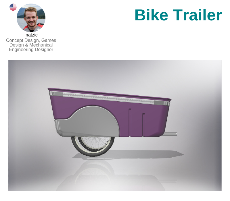 A photo of the Bike Trailer created on Autodesk Inventor.