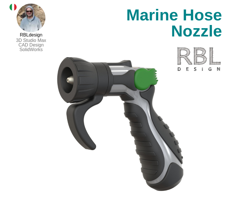 A photo of the Marine Hose Nozzle created on SolidWorks.