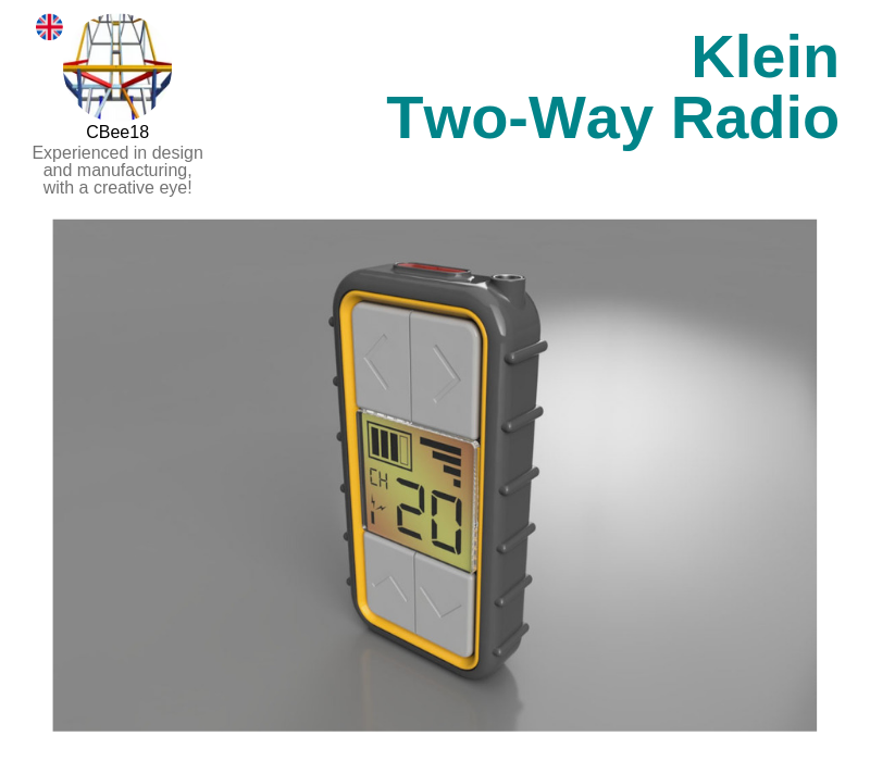 A photo of the Klein Two-Way Radio created on Autodesk Fusion 360.