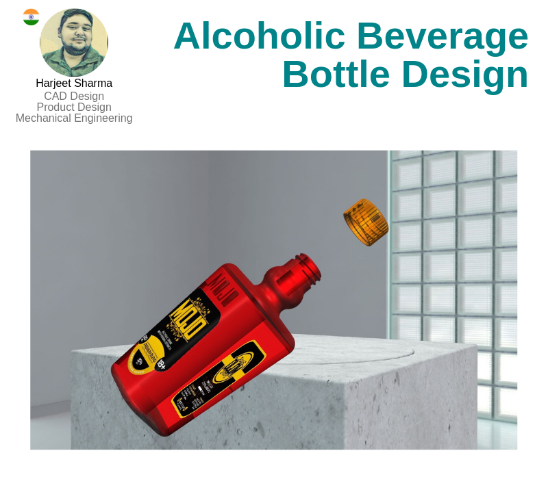 A photo of the Alcoholic Beverage Bottle Design created on Siemens Unigraphics NX.