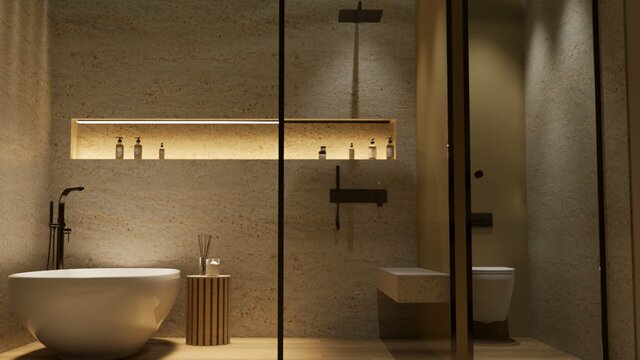 Bathroom interior design and 3d renders