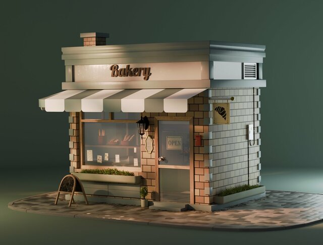 Cozy 3D Bakery Storefront Render