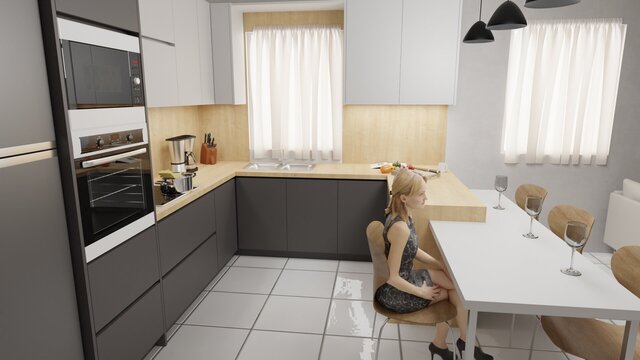 Kitchen 3d Render